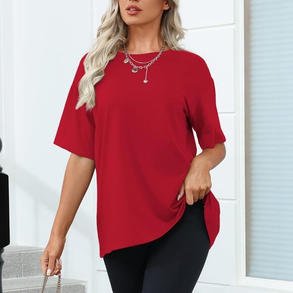 Womens Oversized Tshirts Short Sleeve Loose Fit XXL‎ - Picture 1 of 6